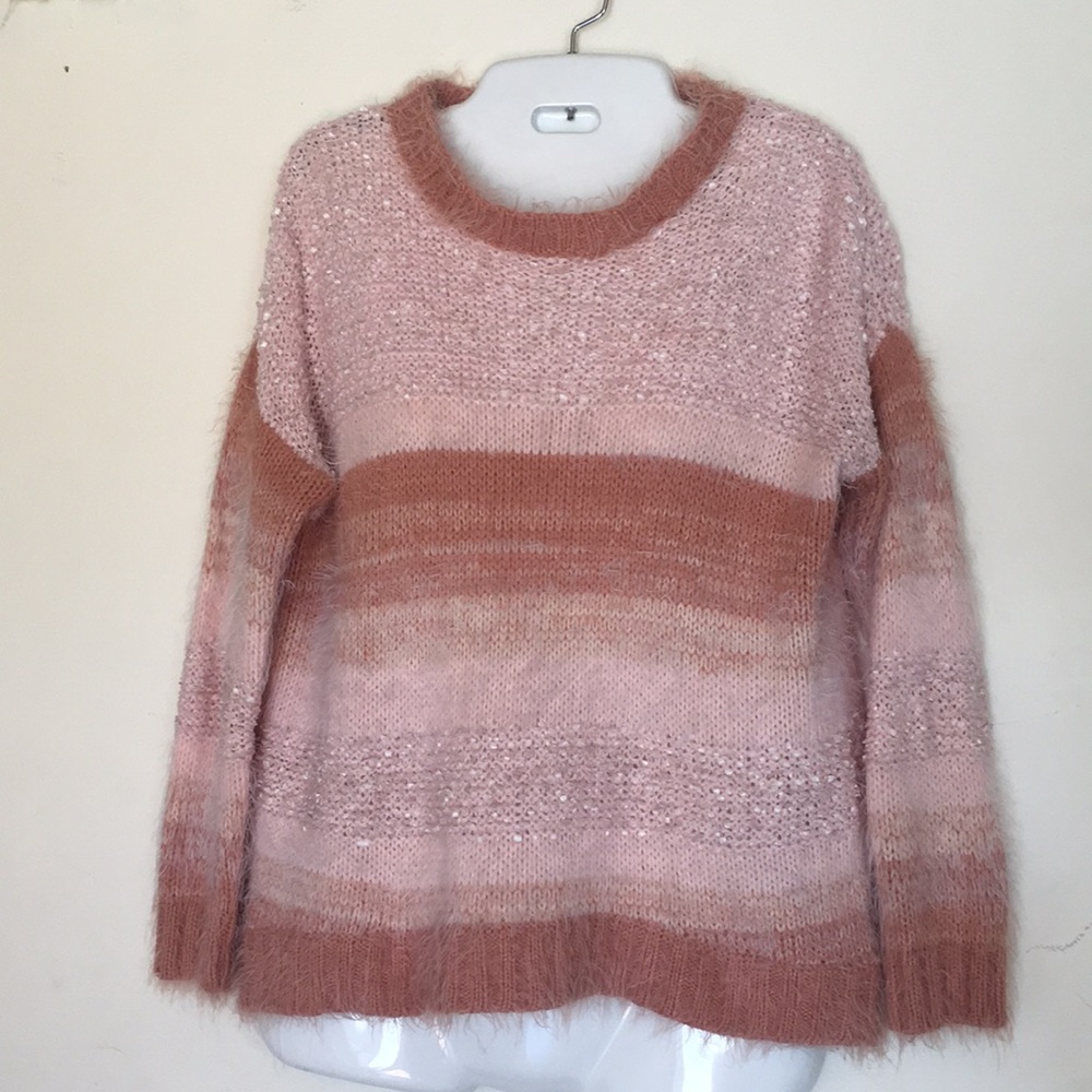 Forever21 Junior’s Fuzzy Biscuit Striped Pullover